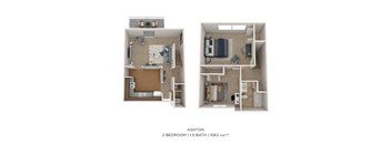 a 2 bedroom floor plan at the crossings at white marsh apartments in white marsh, md