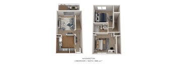 a floor plan of 2 bedroom 1 bath