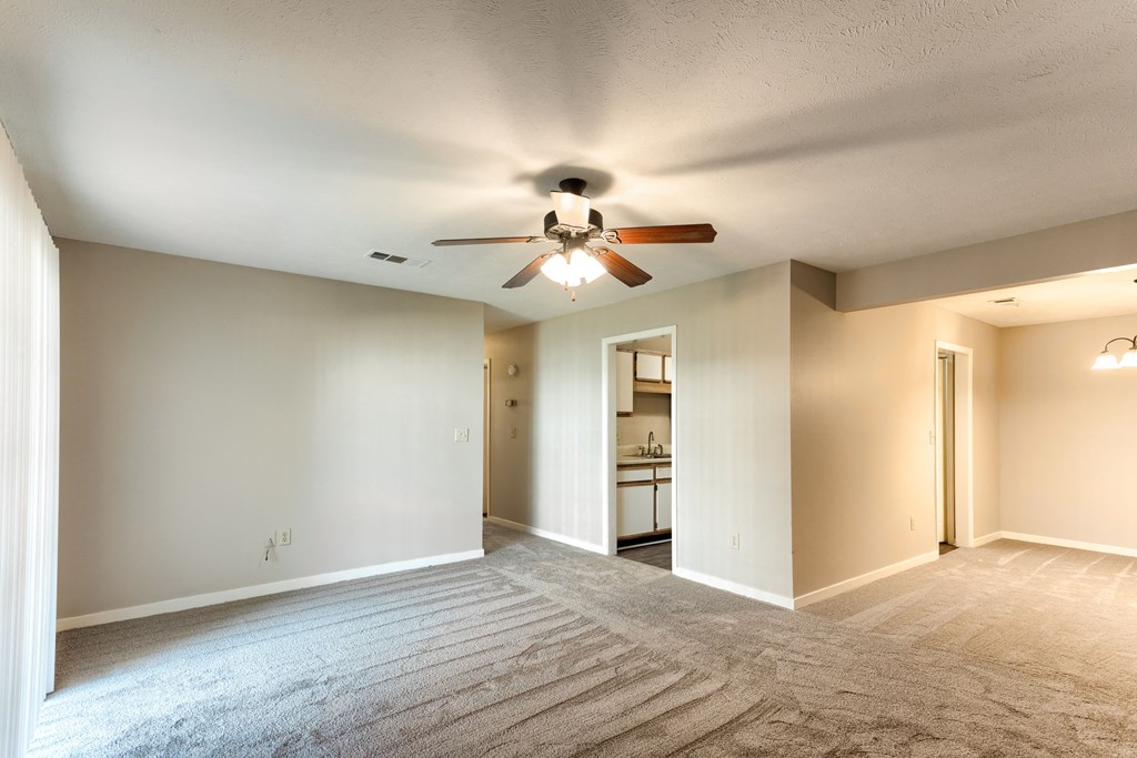 Cottonwood Apartments Greenville, MS Living Room Facing Hall