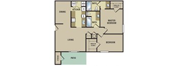 Cottonwood Apartments MS 2 Bedroom Floor Plan