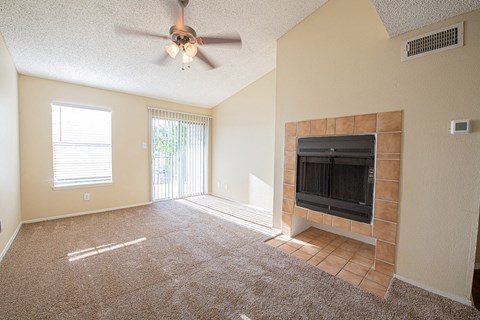 Deer Cross Apartments Lufkin, TX Living Room with Fireplace