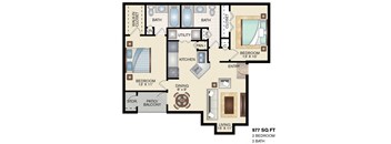 Stonegate Apartments Amarillo, Texas 2 Bedroom Floor Plan