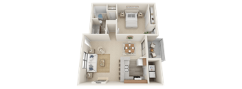 Huntington Pointe A2 Floor Plan 704 sq feet