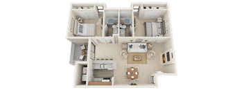 Huntington Pointe B2 Floor Plan 950 sq feet 2 bed 2 bath