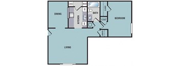 Northwood Place Apartments Meridian, MS 1 Bedroom Floor Plan 2D