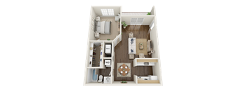 Village Square of Searcy 1 Bed 1 Bath 708 sq ft 3D Floor Plan
