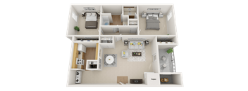 The Village Apartments 2 Bedroom 1 Bath 850 square feet Floor Plan