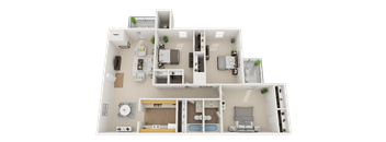 The Village Apartments 3 Bedroom 2 Bathroom 1150 Square Feet Floor Plan