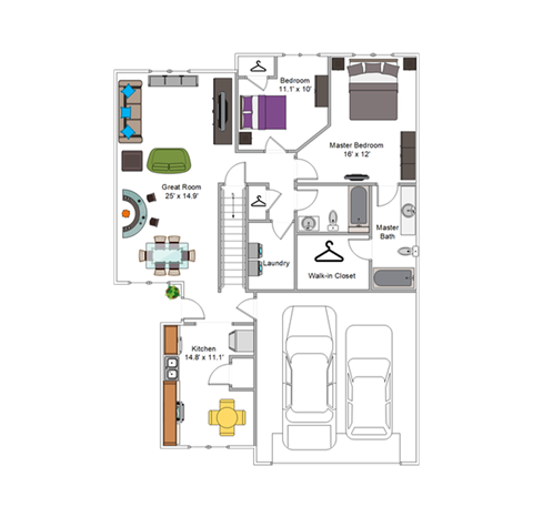 Hudson Place - Douglas Floor Plan - 2 Bed 2 Bath