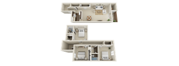 Sturbridge Townhomes 3 Bed/2.5 Bath 1350 Sq Ft 3D Floor Plan