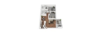 Creekside Landing Apartments Floor Plan 2 bed 2 bath 1137