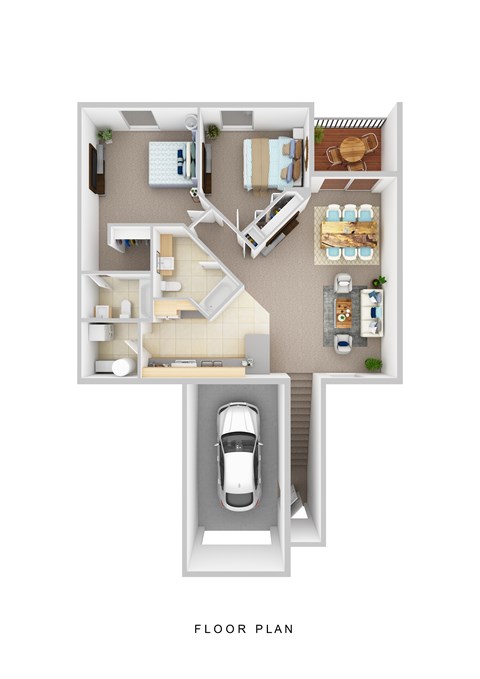 A floor plan of a house with a garage.