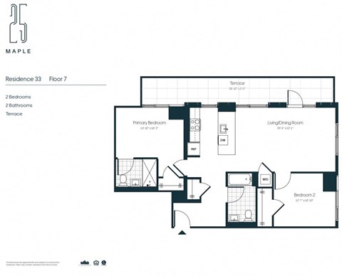 2 Bedroom 2 Bath with Terrace