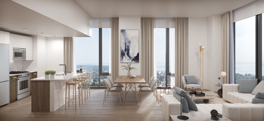 Kitchen, Dining and Living Room