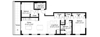 2 BR C Floor Plan at Gateway Northeast, Minneapolis, 55418