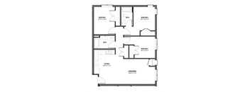 a floor plan of a small house with a bedroom and a living room