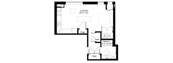 Studio D 1 Floor Plan   at Gateway Northeast, Minneapolis, Minnesota