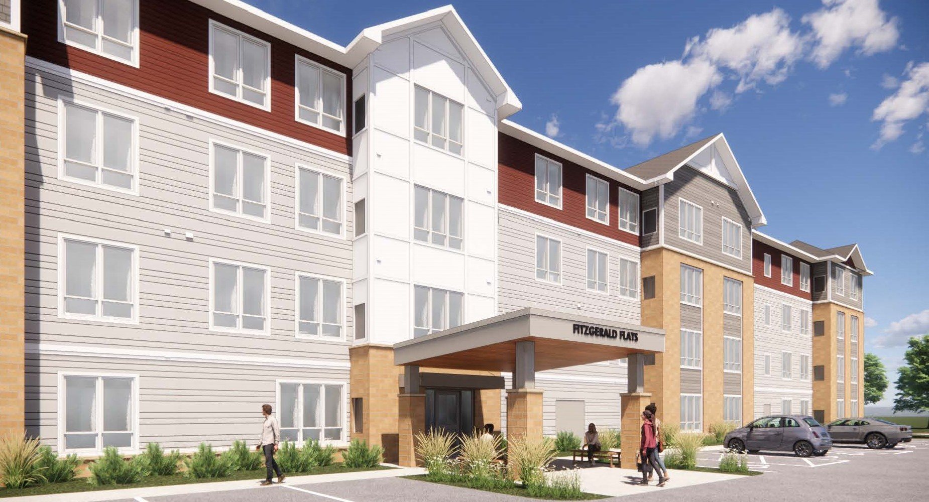 front entrance of apartment building in forest lake minnesota