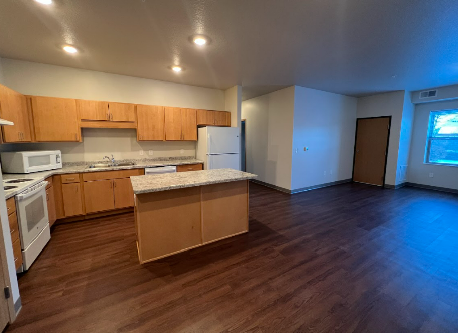 Kitchen w/ island table  at Elk Ridge Lodge, Elk River, MN