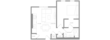 1 BR AF Floor Plan