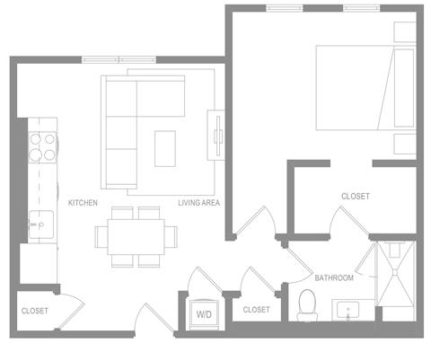 1 BR AF Floor Plan