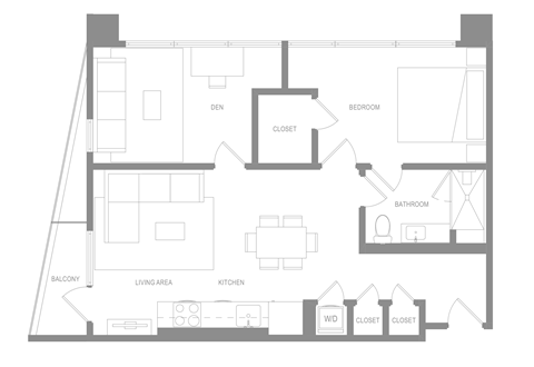 1BR Den A Floor Plan