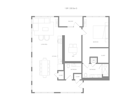 Alta 1 Bedroom 1.5B Den G Floor Plan