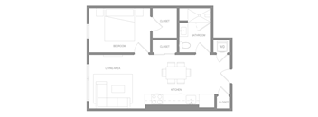1 Bedroom AB Floor Plan