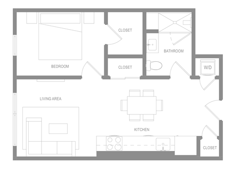 1 Bedroom AB Floor Plan