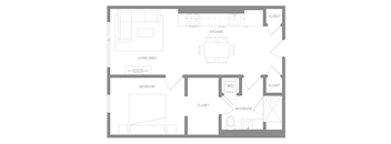 1 Bedroom AH Floor Plan
