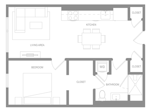 1 Bedroom AH Floor Plan