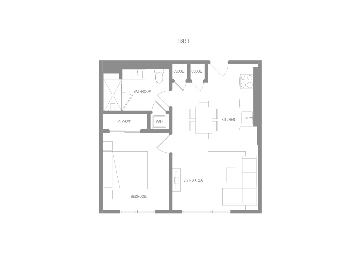 Alta 1 Bedroom T Floor Plan