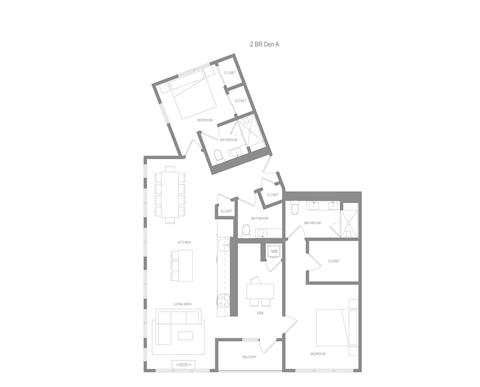 Alta 2 Bedroom 2.5B Den A Floorplan