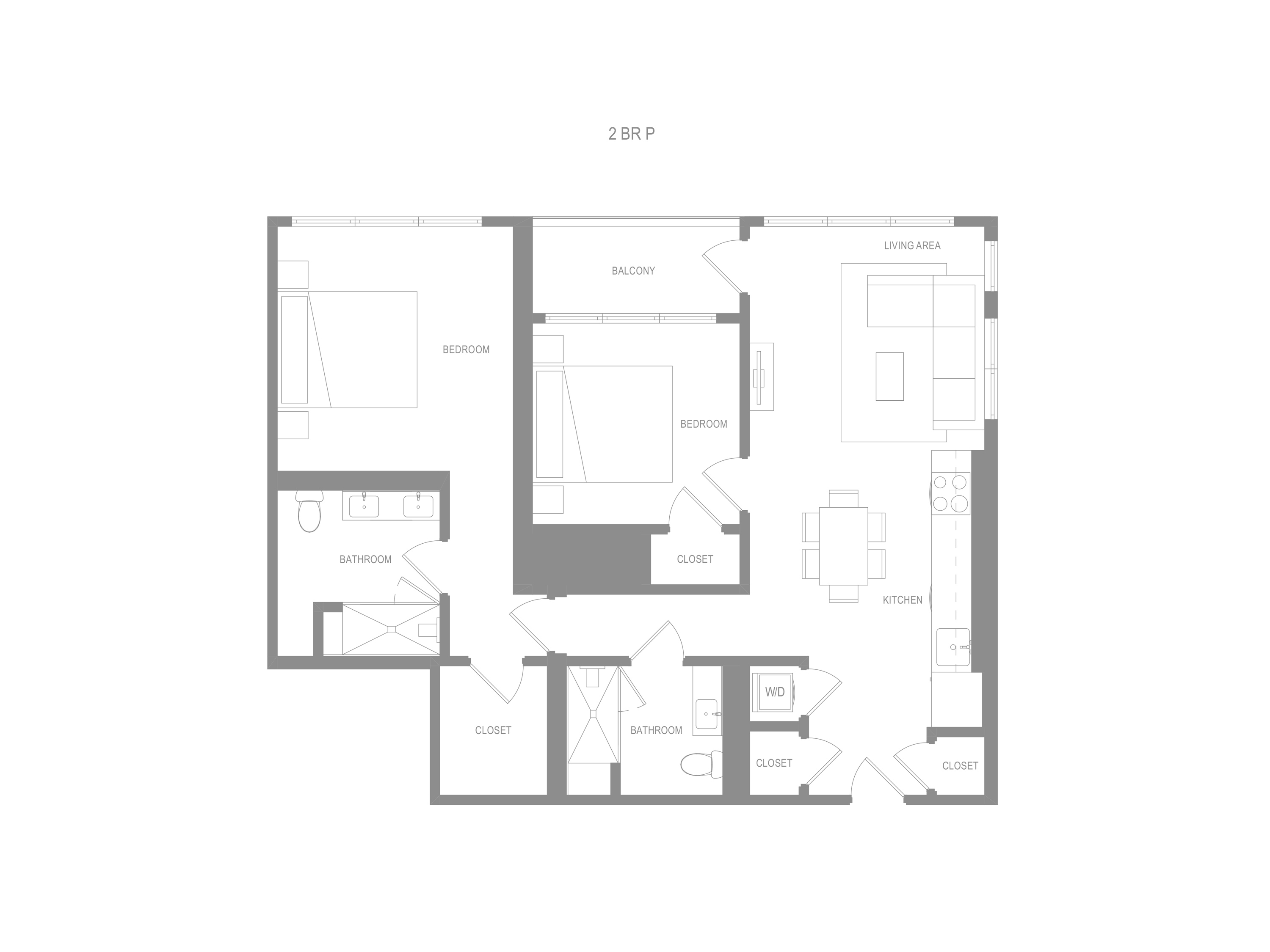 Alta 2 Bedroom P Floor Plan