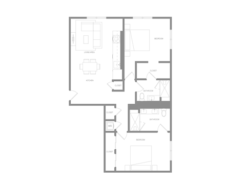 2 BR W Floor Plan