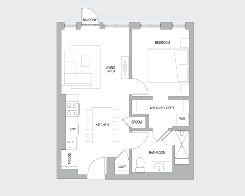 1BR A Floorplan