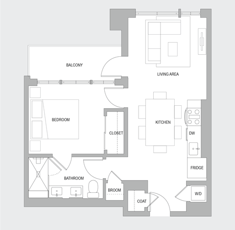 1BR AQ Floorplan