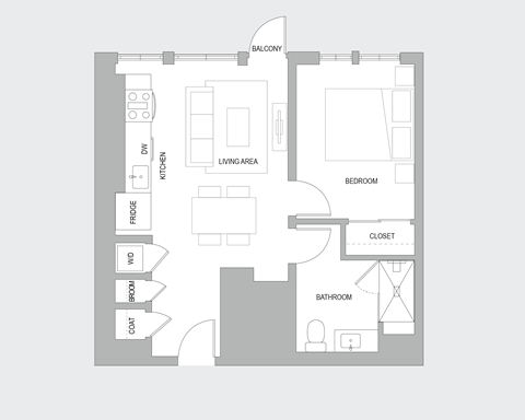 1BR E Floorplan