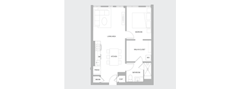 1BR H Floorplan
