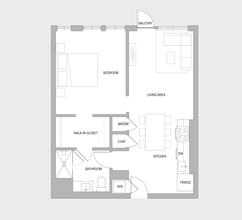 1BR Q Floorplan