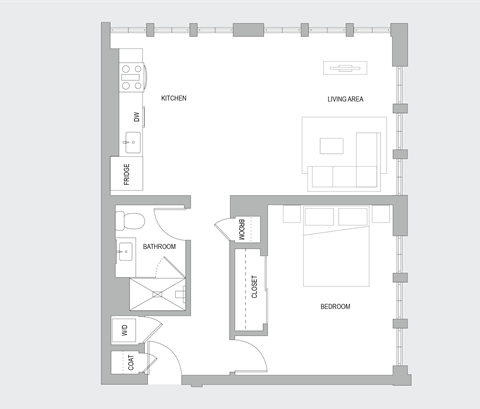 1BR W Floorplan