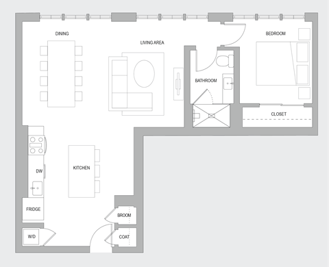 1BR Y Floorplan