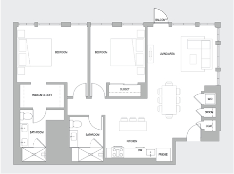 2BR R Floorplan