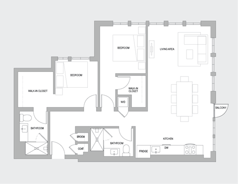 2BR V Floorplan
