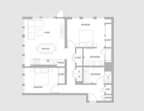 2BR Y Floorplan
