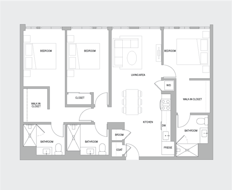 3BR D Floorplan