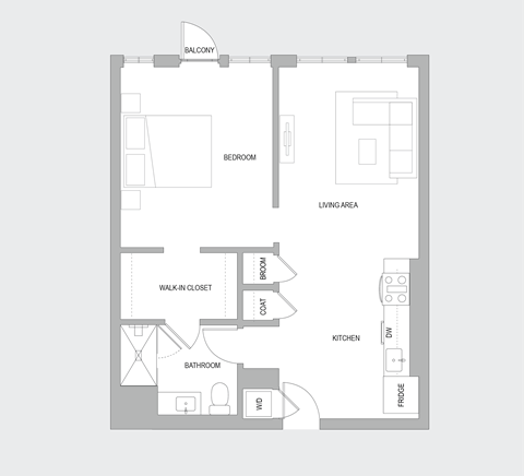 1BR Q Floorplan