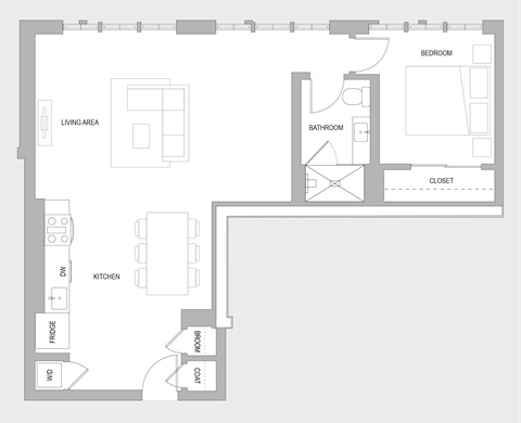 1BR Y Floorplan