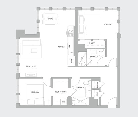 2BR U Floorplan