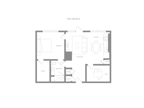 Alta Penthouse 1 Bedroom Den B Floor Plan